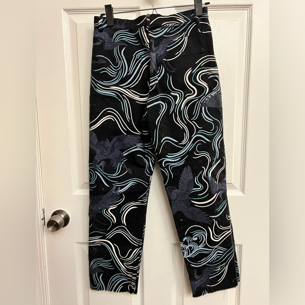 The Kit. Cropped Alexa Jeans with ocean and cranes print